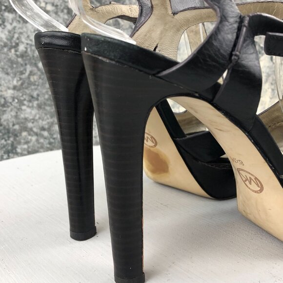MMK MICHAEL MICHAEL KORS Women's 8.5M Black Leather Platform High Heel Sandals - Picture 6 of 14